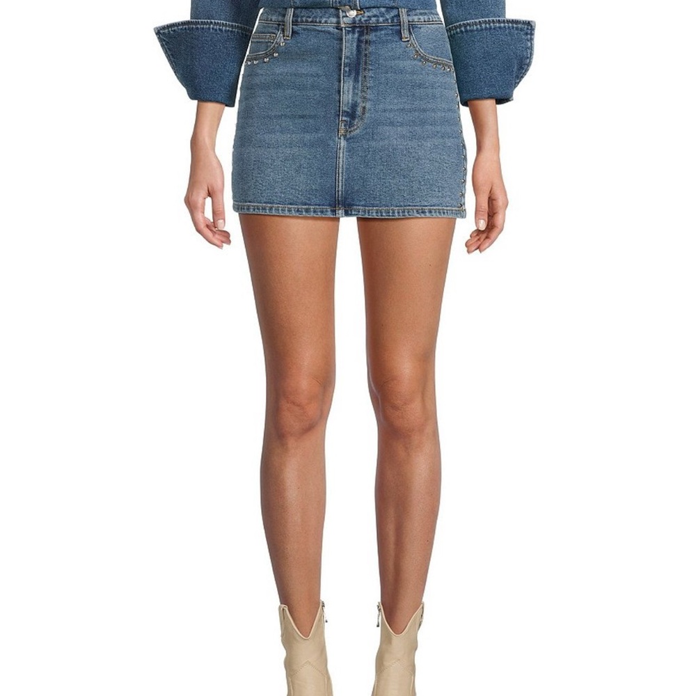 Gianni Bini Studded Blue Denim Mini Skirt